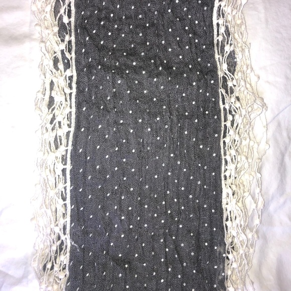 Skinny Scarf with Polka Dots and Fun Fringe! - Picture 1 of 2